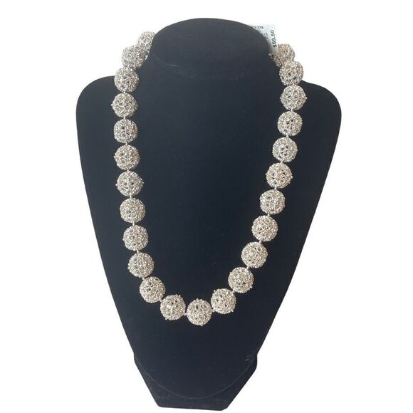 CHARTER CLUB Silver-Tone Filigree Ball All-Around Necklace, 18" + 2" extender - Picture 2 of 9